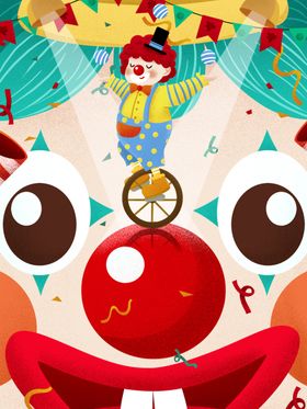 愚人节小丑愚你同乐插画背景设计