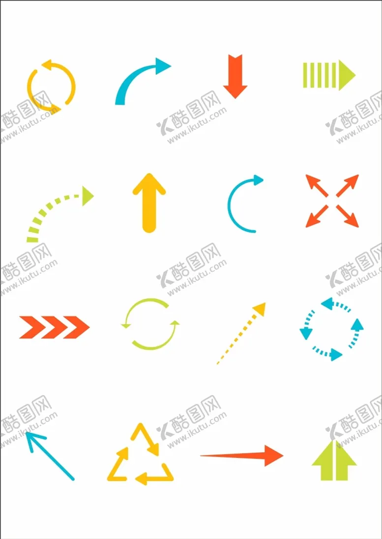 编号：73474612300319579898【酷图网】源文件下载-彩色箭头图标矢量图