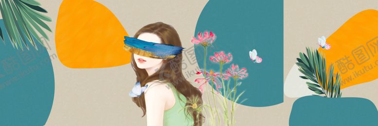 编号：75376105061633299041【酷图网】源文件下载-美女植物小清新三联画
