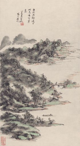 舟行溪谷图