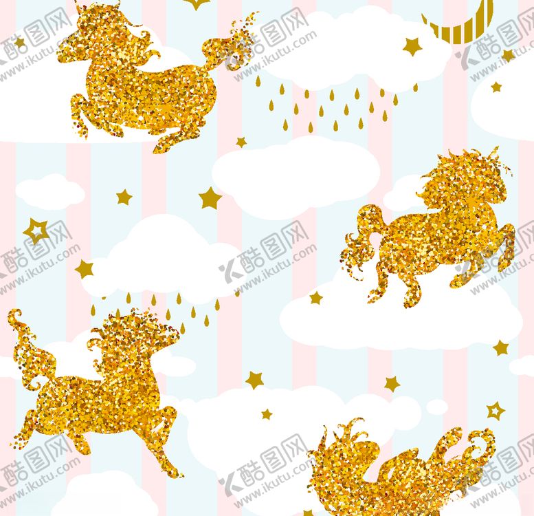 编号：48163305051722317160【酷图网】源文件下载-金色独角兽平铺背景