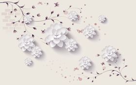 浮雕花花藤背景墙