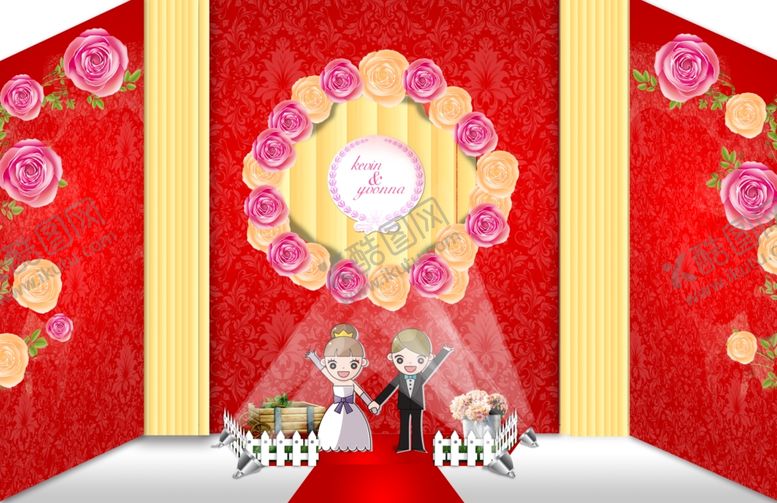 编号：93526907090315391009【酷图网】源文件下载-婚礼现场舞台迎宾区场景布置