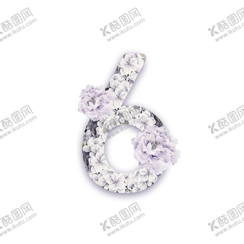 编号：14056006302111557558【酷图网】源文件下载-花卉数字6婚礼少女心元素图案设