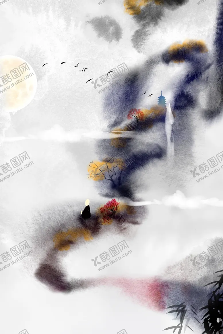 编号：42974904301922253339【酷图网】源文件下载-地产复古国风山水海报素材