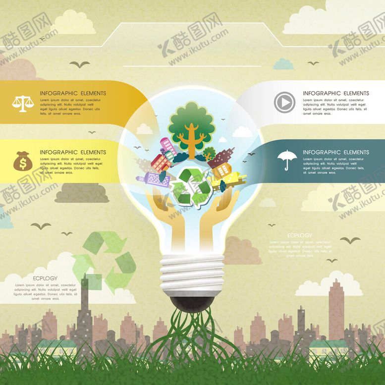 编号：64427004271914588822【酷图网】源文件下载-创意灯泡中的多彩生态世界