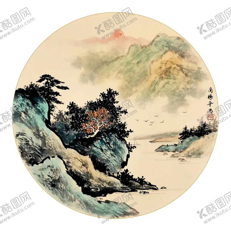 编号：70678402031749074259【酷图网】源文件下载-斗方国画山水