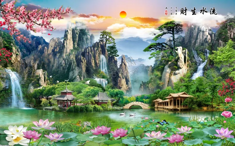 编号：35513507021003186562【酷图网】源文件下载-流水生财图片