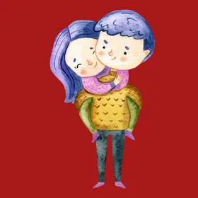手绘情侣恋人卡通爱男女