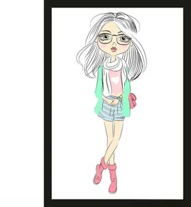手绘时装模特摩登女郎尚女孩卡通女孩