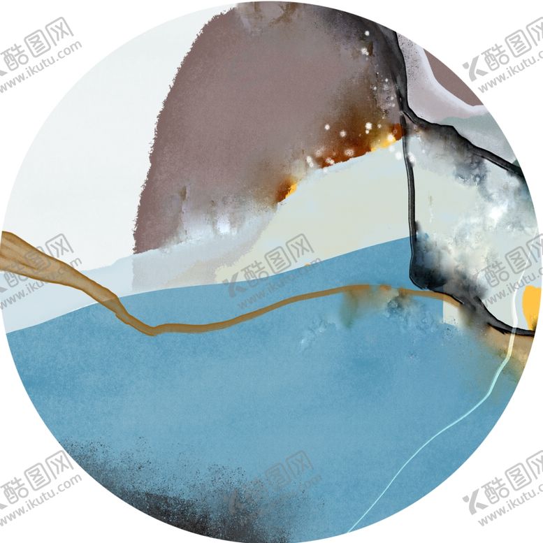 编号：47871601170404557369【酷图网】源文件下载-水彩抽象圆形挂画装饰画