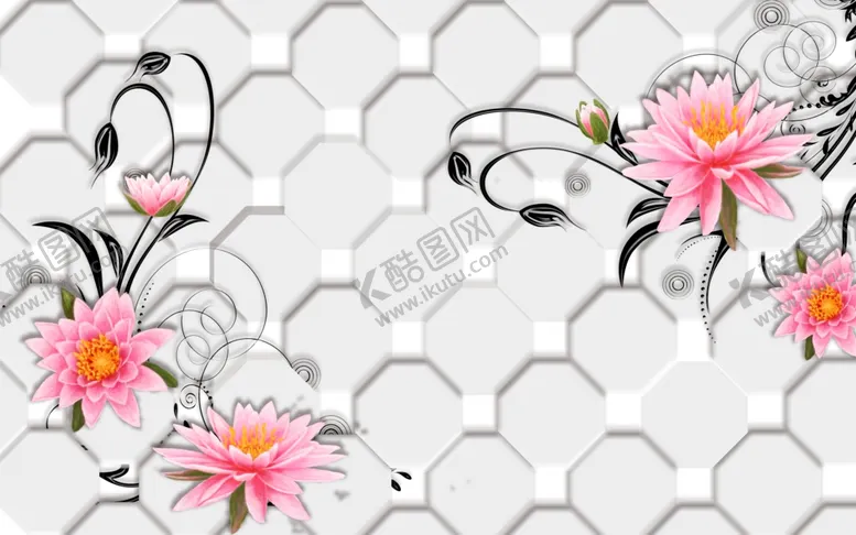 玫瑰花墙花花朵意境鸟新中式背景鸟国画