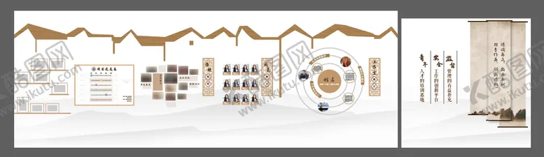 编号：84120001061827454559【酷图网】源文件下载-中式屋檐劳模工匠工作室文化墙背景板