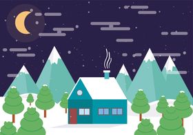 夜晚雪景