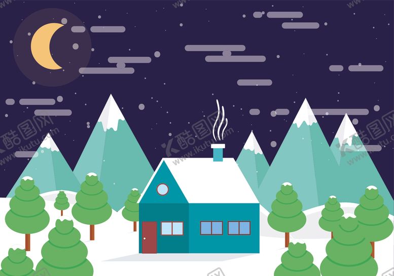 编号：49591209201757365772【酷图网】源文件下载-夜晚雪景