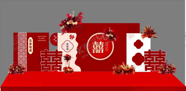 编号：64723804022046134899【酷图网】源文件下载-中式婚礼喜庆装饰场景