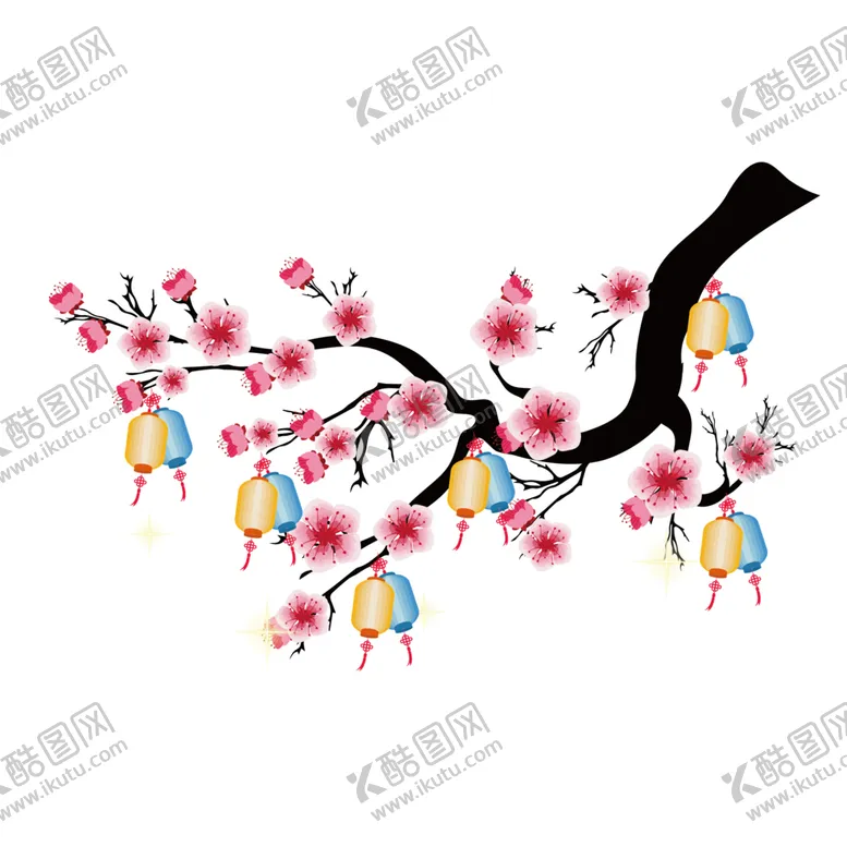 编号：50169004270122293442【酷图网】源文件下载-中国风灯笼梅花元素PNG
