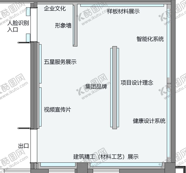 编号：64179305181654078631【酷图网】源文件下载-售楼处工法展平面布局图