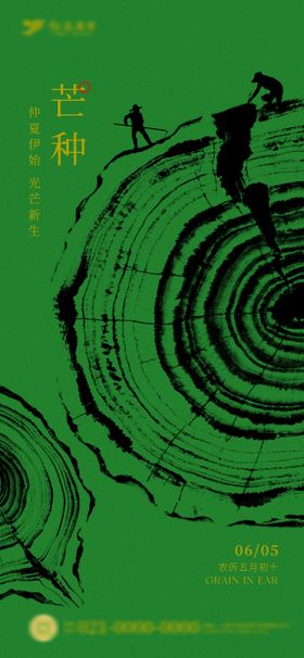 豆绿色极简风创意小满节气海报