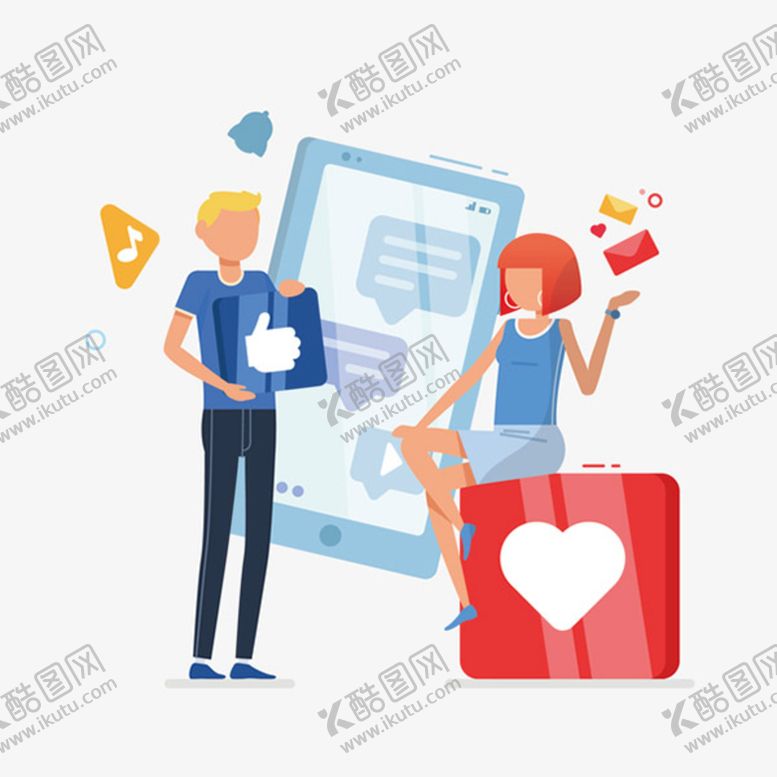 编号：31187510161419241411【酷图网】源文件下载-创意卡通手机社交APP插画