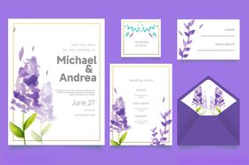 紫色花卉婚礼邀请函设计