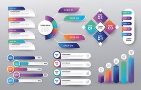 多彩炫酷数据图表元素集