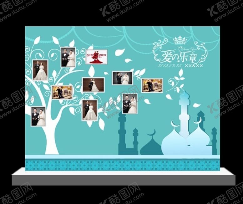 编号：90674110312117419332【酷图网】源文件下载-欧式婚礼照片墙蒂芙尼蓝