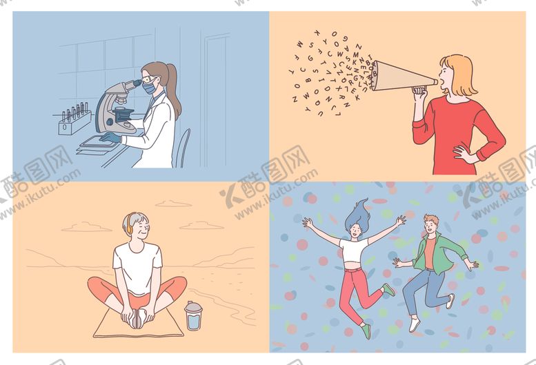 编号：76289409270724097014【酷图网】源文件下载-多样生活场景插画展示