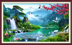 流水生财山水画