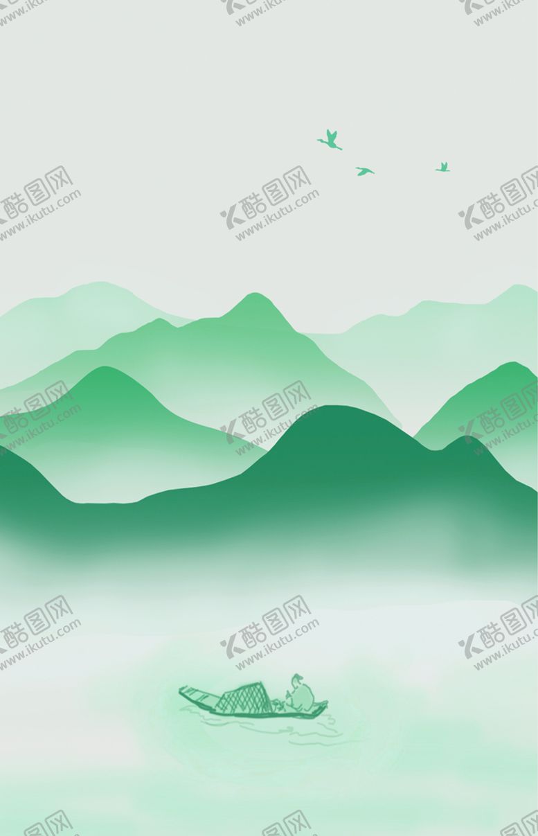 编号：95706310040601080427【酷图网】源文件下载-水墨山脉湖泊艺术挂画装饰画