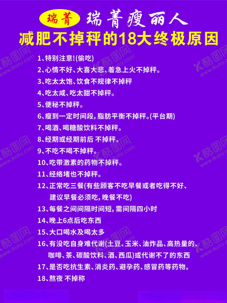 编号：76446701310021155771【酷图网】源文件下载-减肥不掉秤的18大终极原因