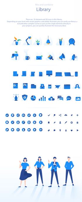 扁平化化人物商务场景插画