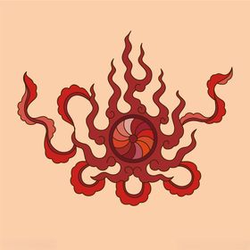 火焰环绕的神秘红色图案
