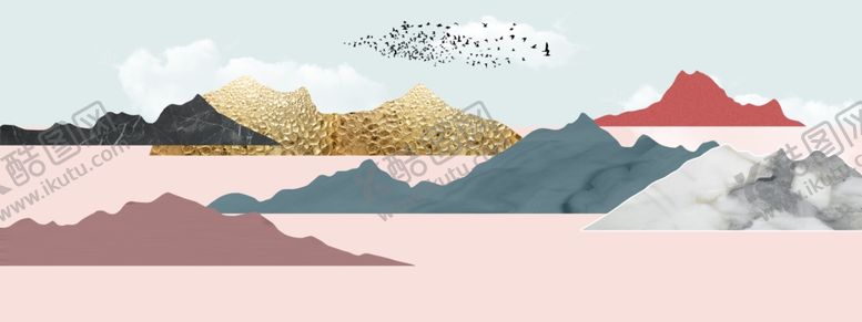 编号：32925909262318337600【酷图网】源文件下载-新中式粉色风景江南山水装饰画