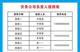 劳务公司值班表