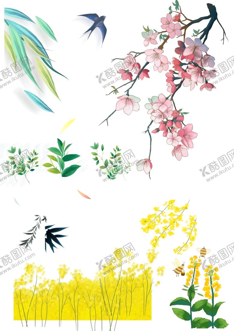 编号：64492202062227178222【酷图网】源文件下载-花草绿叶素材组合