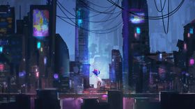 游戏未来朋克城市插画卡通背景