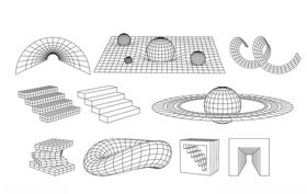 线描三维空间3D图形矢量元素