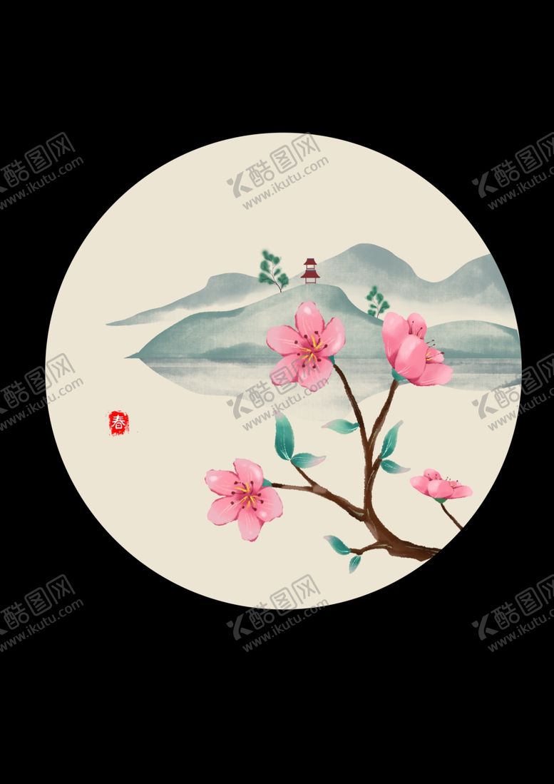 编号：26385607050643588922【酷图网】源文件下载-山河燕子梅花圆墙画