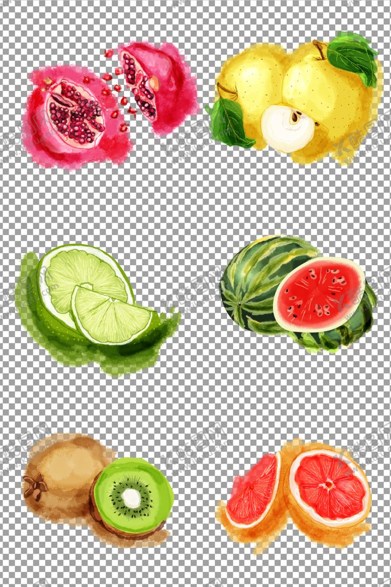 编号：93861209210439032246【酷图网】源文件下载-水彩晕染水果