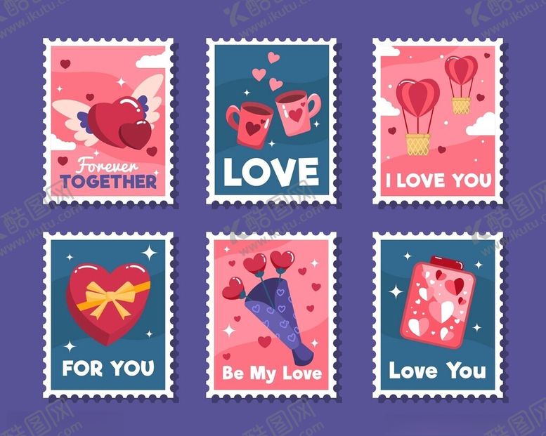 编号：82018911142138111319【酷图网】源文件下载-浪漫爱情主题邮票图案