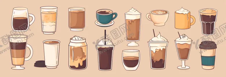 编号：65861812181741496082【酷图网】源文件下载-咖啡饮品图案