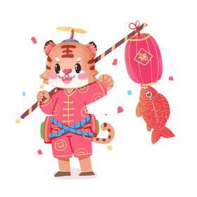 虎年国潮插画图片瑞迎春除夕