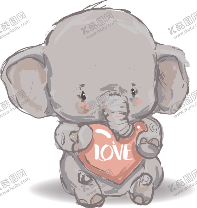 编号：56136209251536275495【酷图网】源文件下载-呆萌可爱大象插画