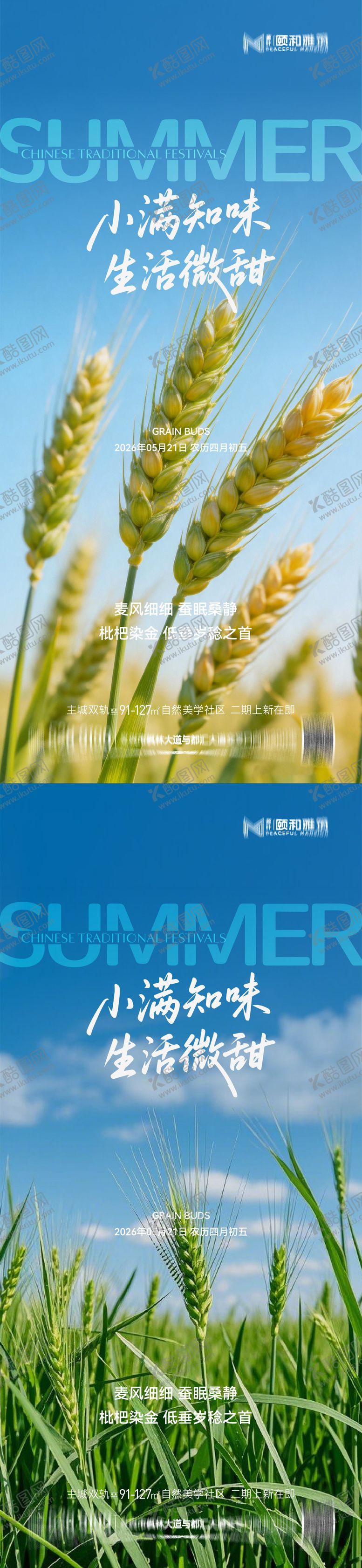 编号：13066205222316408099【酷图网】源文件下载-小满麦田二十四节气节日海报2026