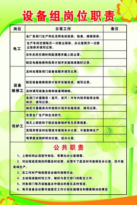 设备组岗位职责
