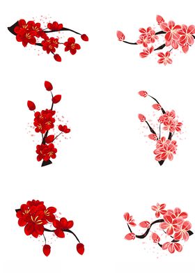 红色梅花中国风花卉贺卡素材