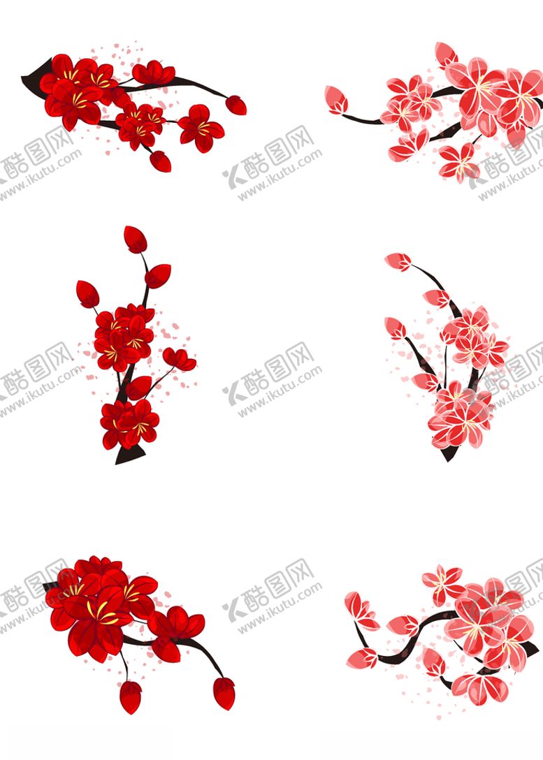 编号：38067109221824412353【酷图网】源文件下载-红色梅花中国风花卉贺卡素材