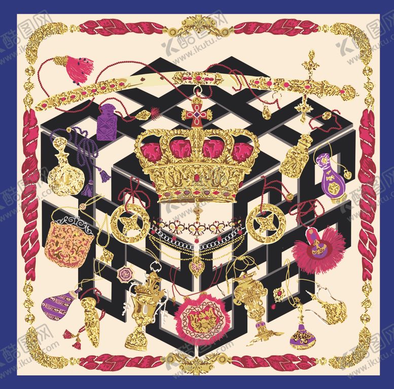 编号：75381510031543169845【酷图网】源文件下载-数码印花方巾图案