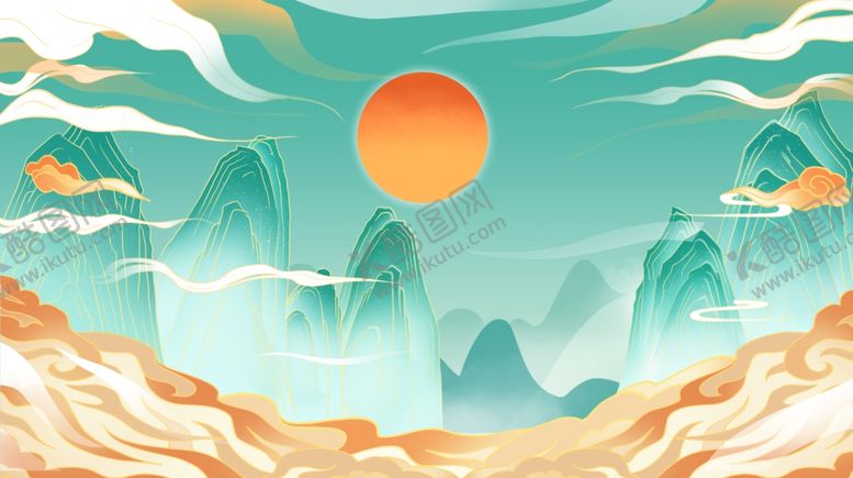 编号：98841010230803008376【酷图网】源文件下载-国潮插画背景